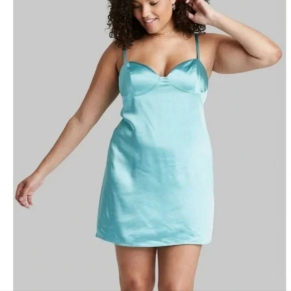 NWT Wild Fable Satin Spaghetti Strap Mini Dress XL Adjustable Straps - Picture 1 of 7